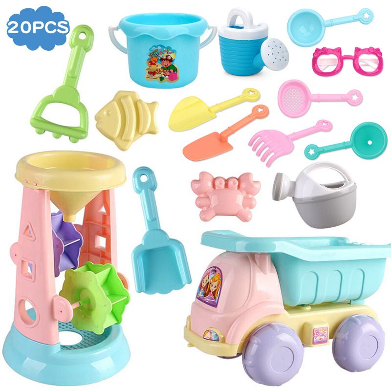 20Pcs Summer Beach Sand Play Toys For Kids Water Toys Sand Bucket Pit Tool Outdoor Toys