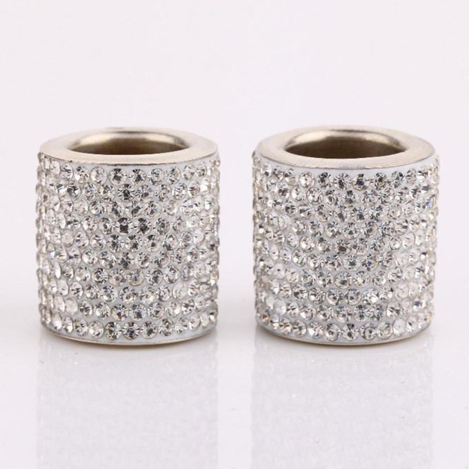 2x Crystal Diamond Car Headrest Head Rest Collars Rings Decors White