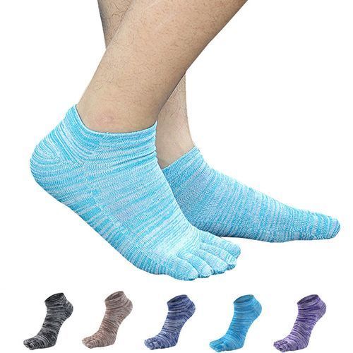 Mens Toe Socks Running Five Finger Socks Mini Crew Sport Cotton Socks (5 Pairs)