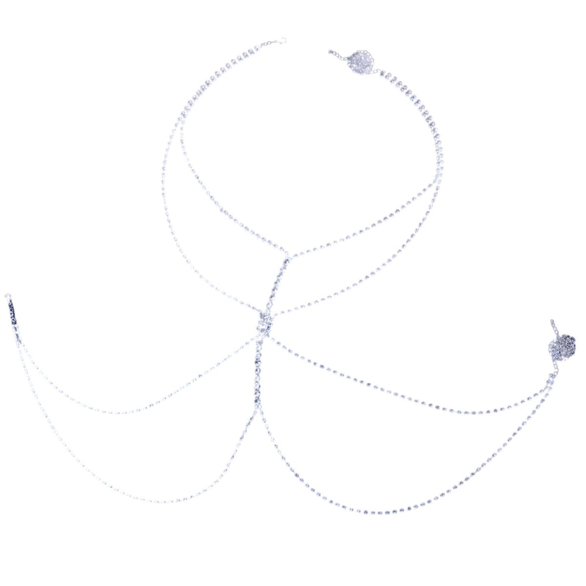 Rhinestone Inlay Bra Chain Rhinestone Body Chain Golden for Women Silver