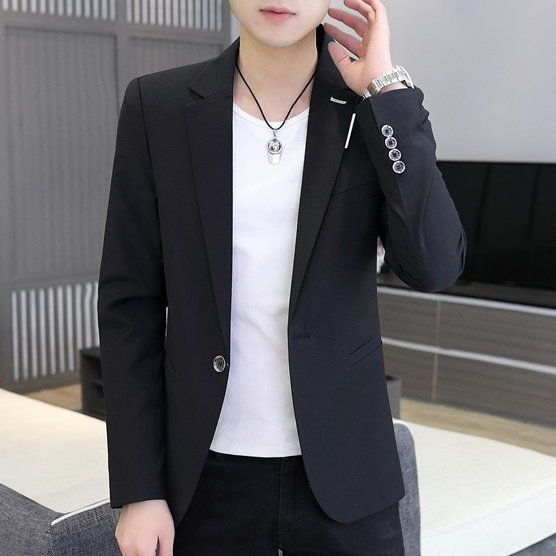 High Quality Mens Slim Fit B Business Casual B Suit Jacket Luxury-Black