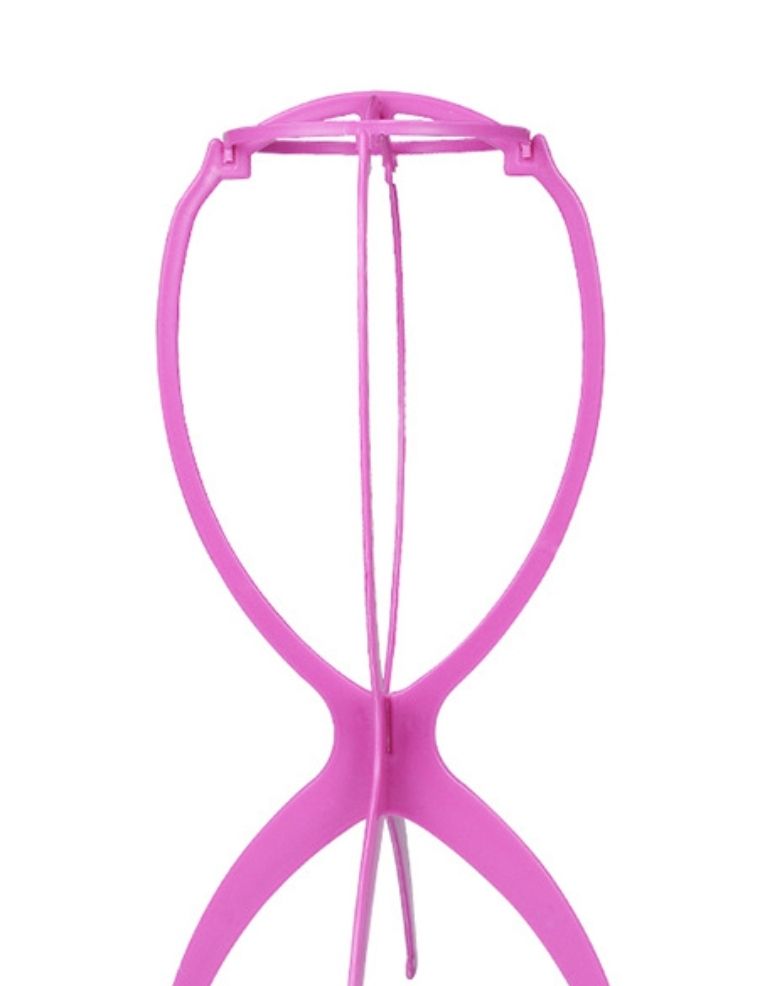 Collapsible Plastic Hair Wigs Hanger Display Drying Storage Stand(  Purple)