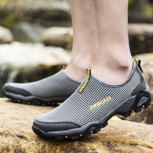 New Men's Outdoor Shoes Breathable Mesh Sneakers -Grey