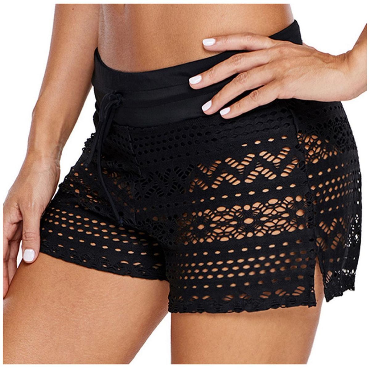 Woman Lace Crochet Swim Skirted Bikini Bottom Swimsuit Short Ladies Boxer