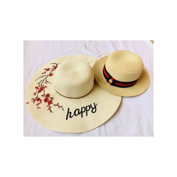 COUPLE 2 In 1 Fashion Beach Straw Hat Summer Beach Hat