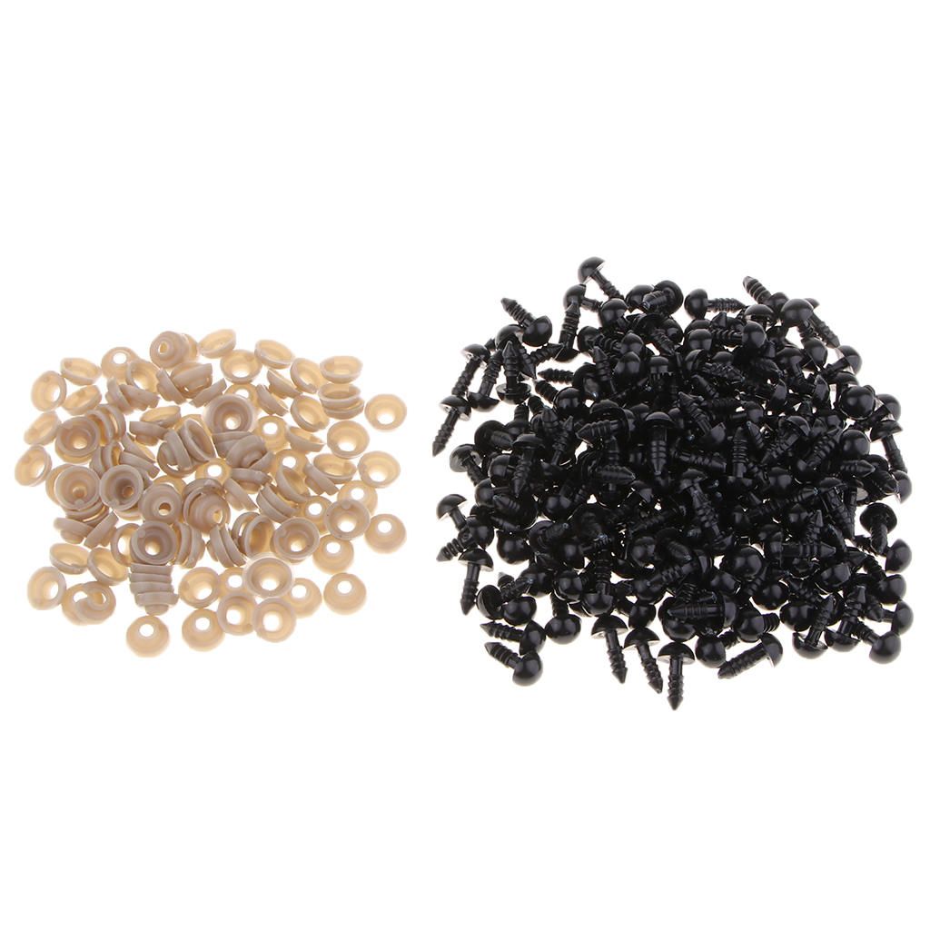 200pcs 8mm Plastic Safety Eyes With Washers For Plush Animal Making