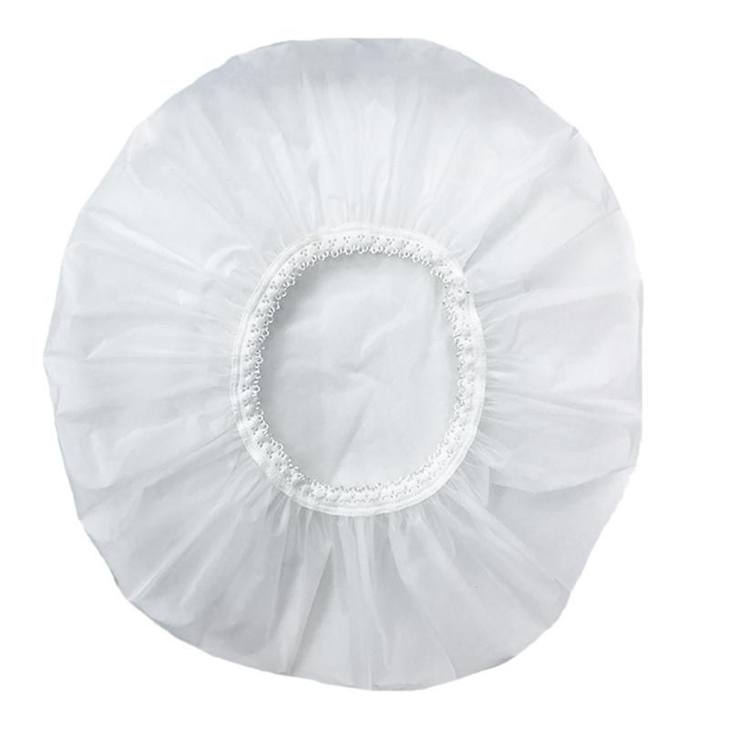 1Pcs Household Waterproof Shower Cap Swimming Cap Hotel Elastic Shower Cap Hair Set White