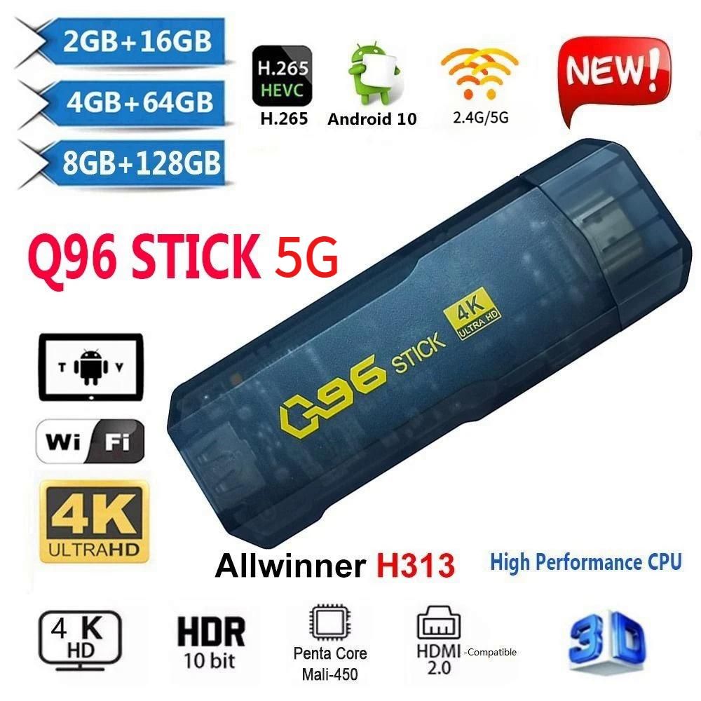 Q96 TV Stick 5G Media Player Multiple Popular Apps Netflix Youtube Google Play  Android 10 H313 4K