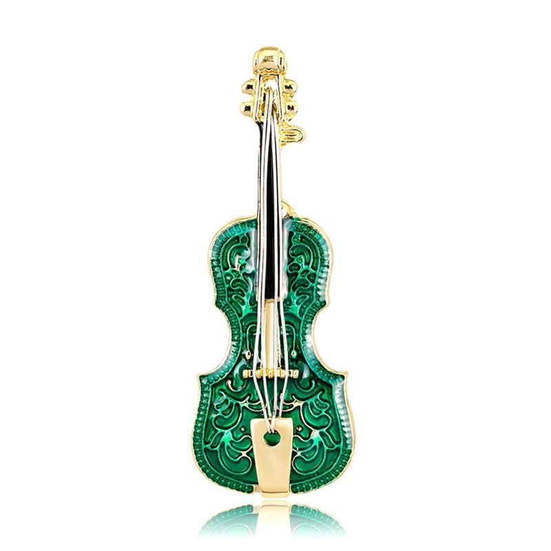 Green Concert Enamel Pin Violin Clothes Lapel Brooches