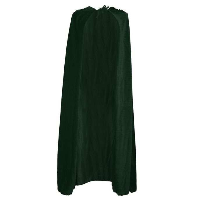 Men Women Green Velvet Hooded Cape Gothic Devil Cloak Witch Robe Green