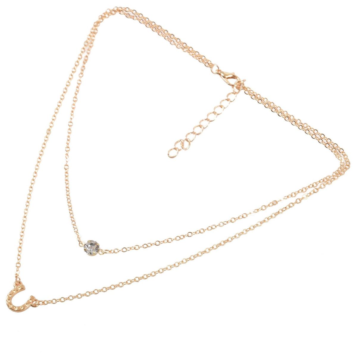 Single U Piercing Flash Double Layer Alloy Necklace