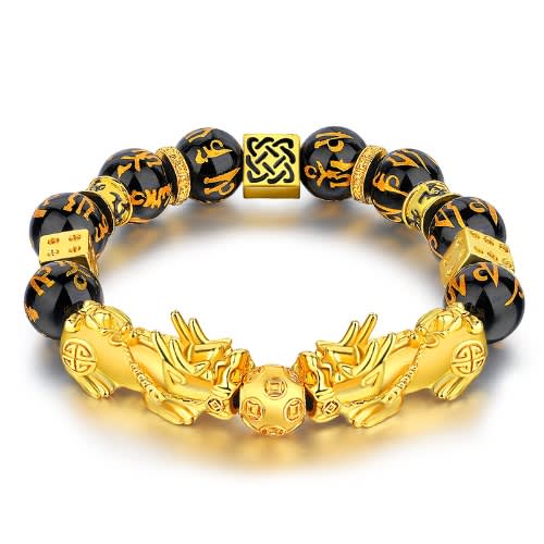 Double Head Feng Shui Obsidian Bracelet