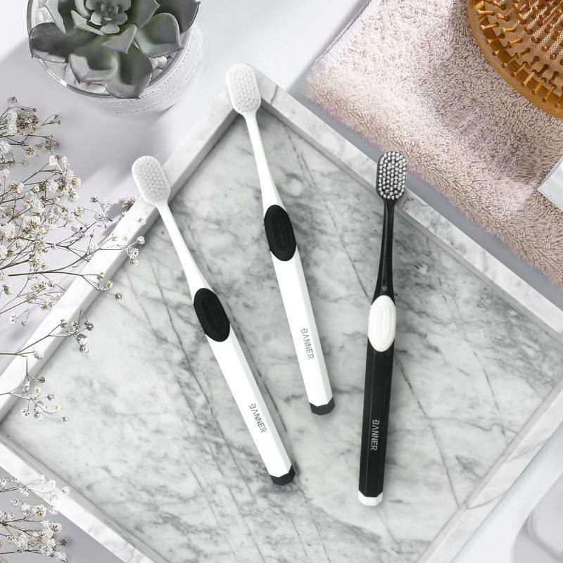 Nano Super Soft Toothbrush Combination Set Black And White 2 Pieces