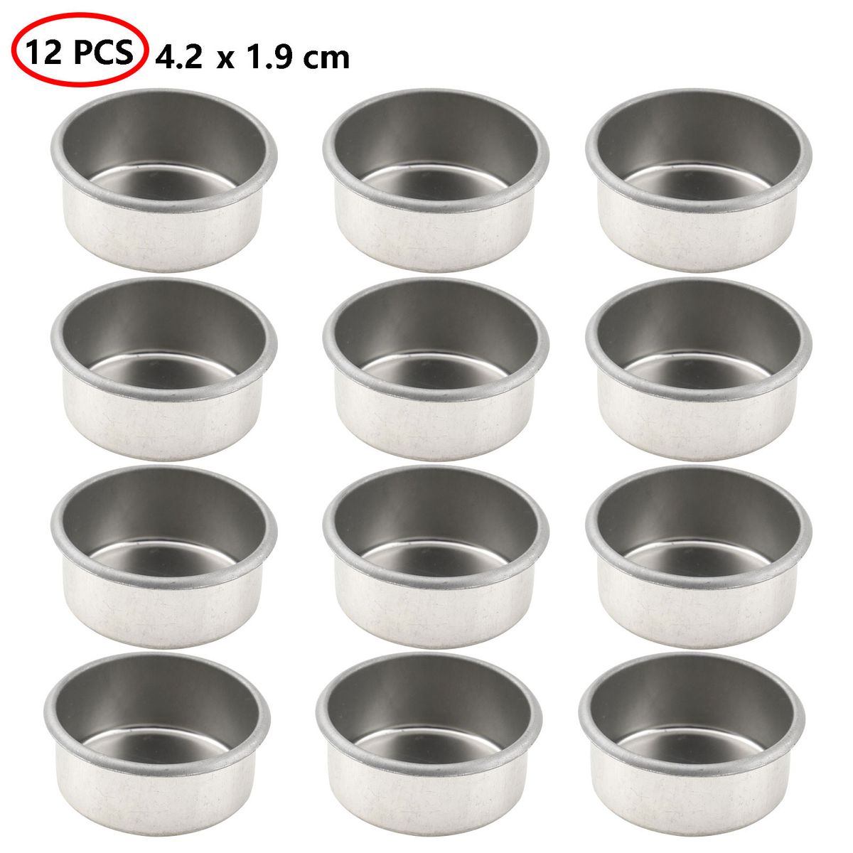 12Pcs Metal Candle Cups Container Tealight-4.1x1.2cm