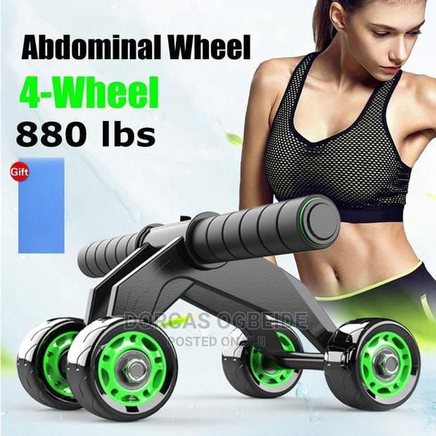 Balanced 4 Wheel Roller Slide AB Wheel/Wheel Abdominal Exercise Roller + Knee Support