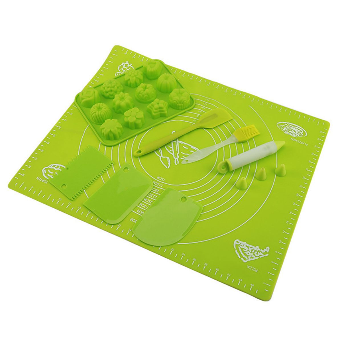8PCs Bakeware Set Silicone Pastry Dough Rolling Mat