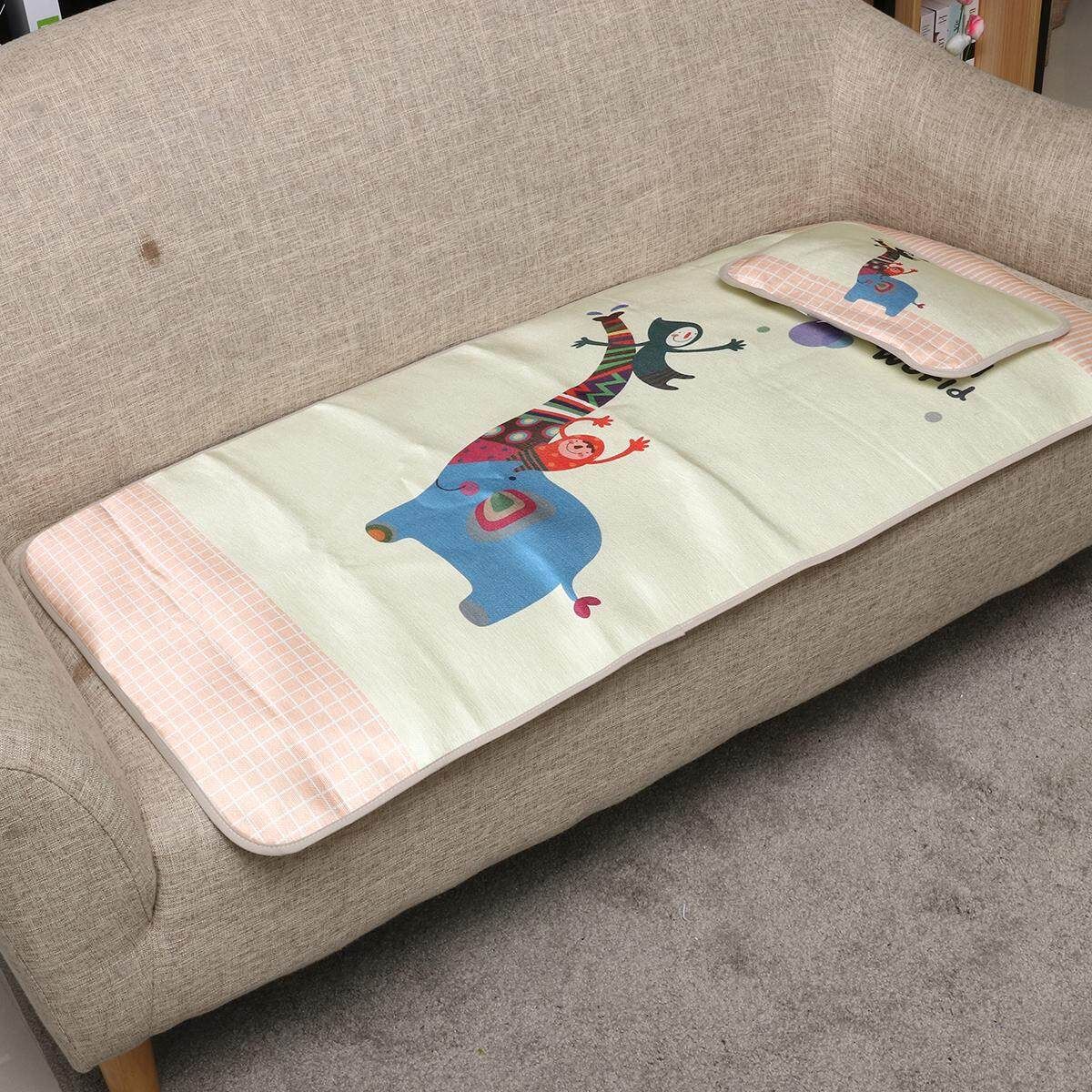 4 Styles Baby Summer Foldable Cool Sleeping Ice Silk Bed Mat With Pillow Set 120*60cm Beige Baby Elephant