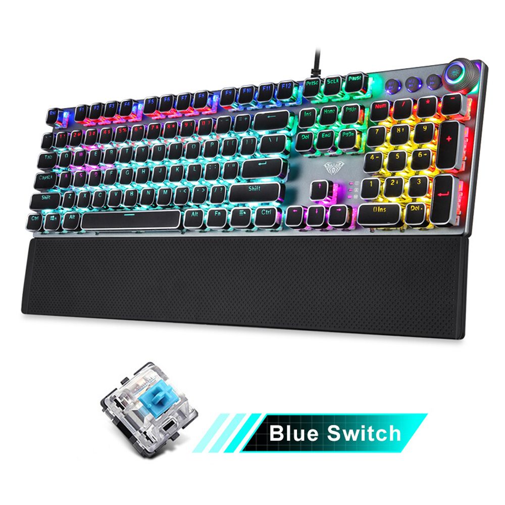 F2088 104Key Wired Gaming Mechanical Punk Keyboard