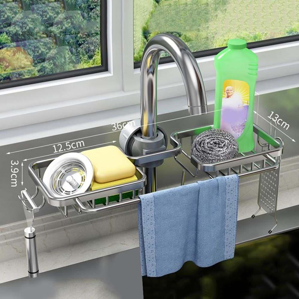 Kitchen Faucet Storage Rack Adjustable Detachable Soaps