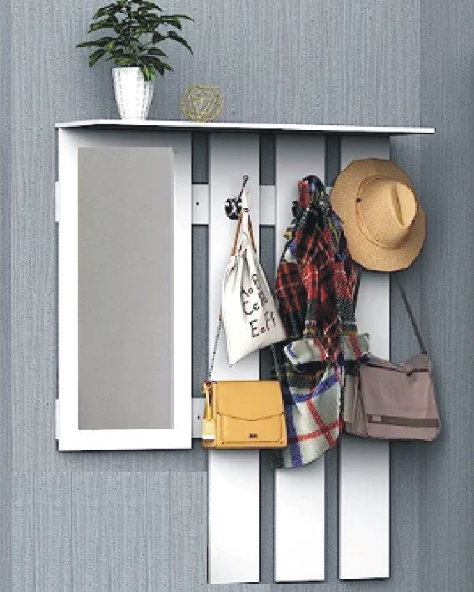 Wall Mounted Mirror Coat Jacket Bag Hat Cap Rack Hanger