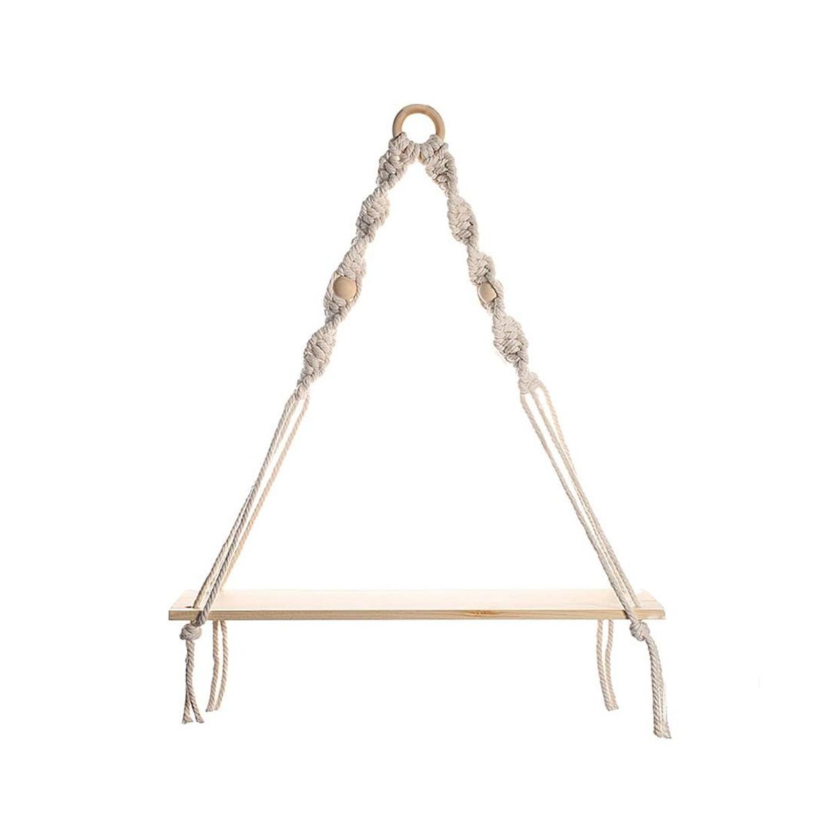Macrame Wall Hanging Shelf - Boho Wood Wall Shelves with