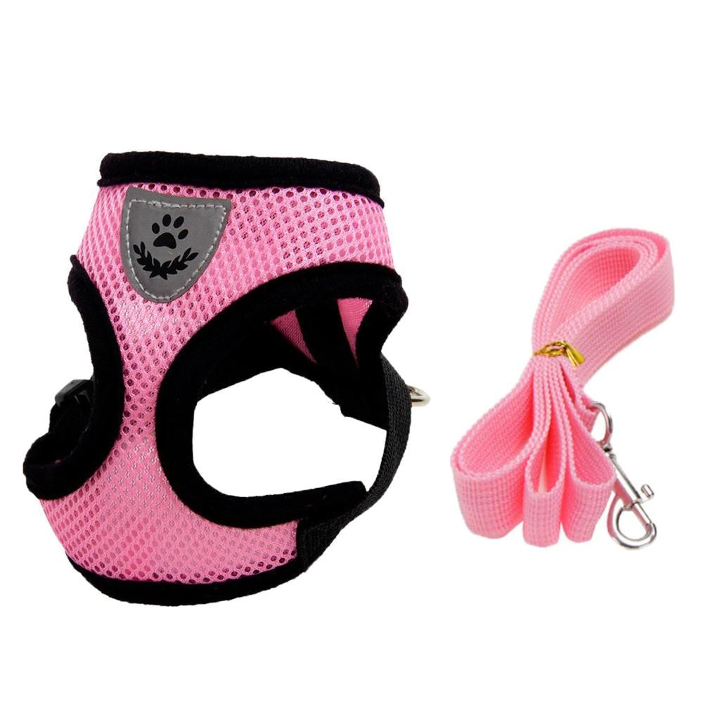 Mesh Dog Chest Back Vest Breathable And Soft Pet Traction Rope Pink M