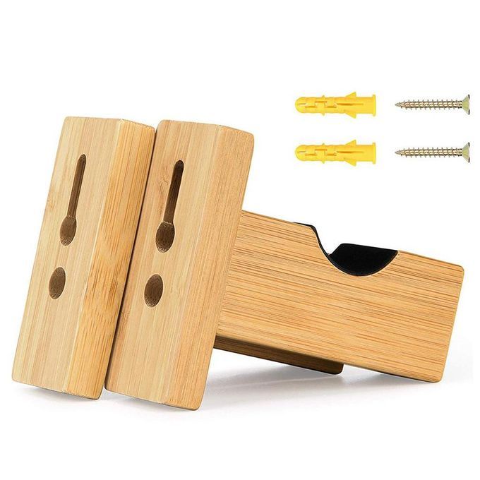 Wooden Baseball Bat Display Rack Horizontal Wall Mount Hanger Khaki