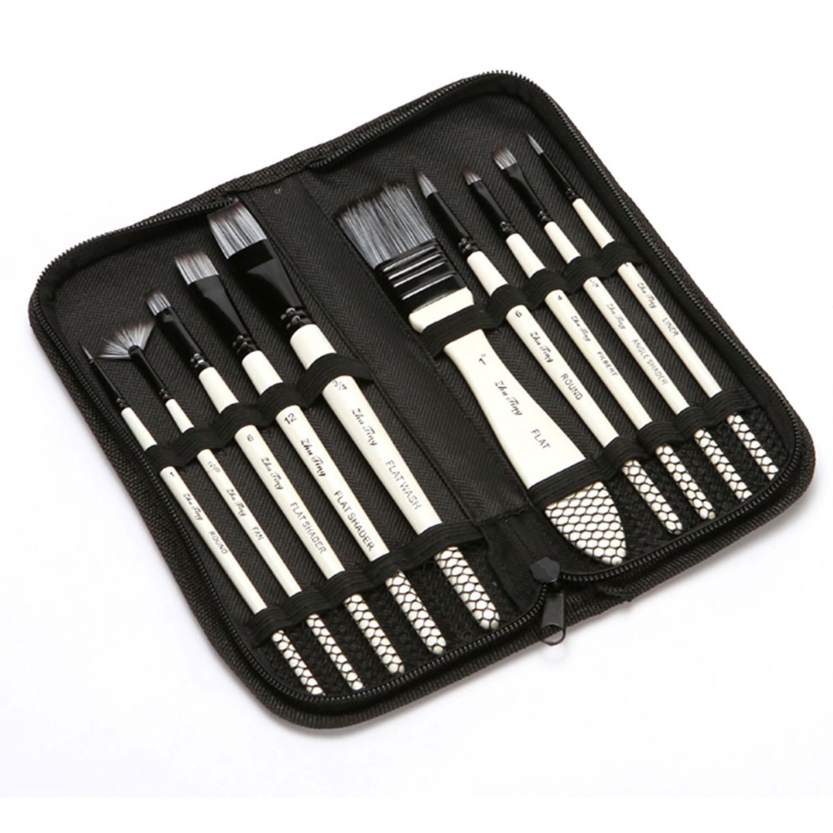 10pcs Paint Brushes Set Kit Multiple Mediums Brushes With