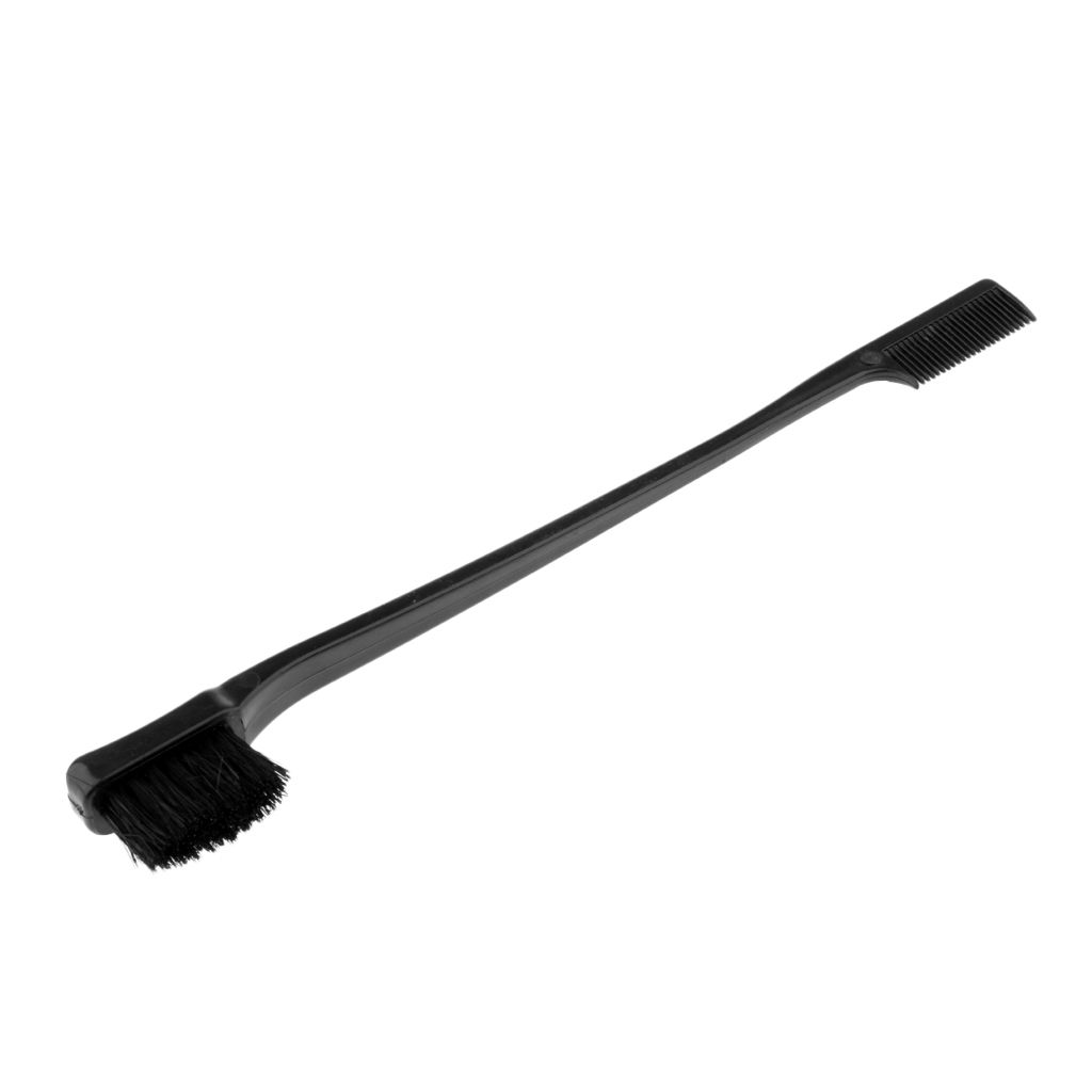 Black 7 Inch Double Sided Edges Brush Comb Edge Control Travel Black
