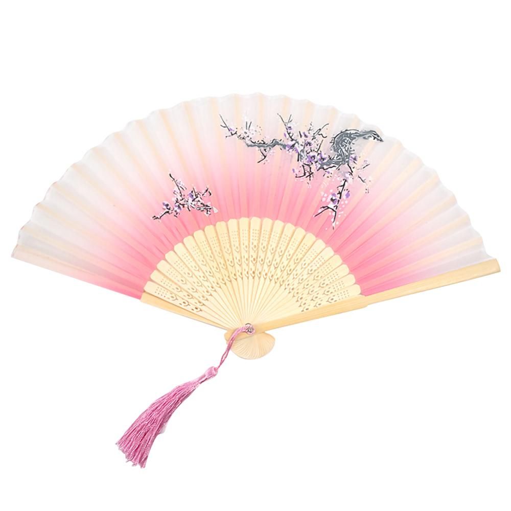 Hand Vintage Folding Dropshipping Fans Spun Hollow L1 Printed Crafts Decorative Flower Carved 1pc Decoration Silk Fan Chinese