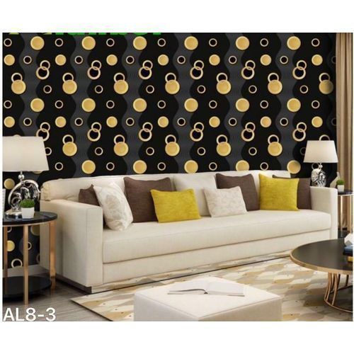 3D Wall Paper Black & Gold Bubble