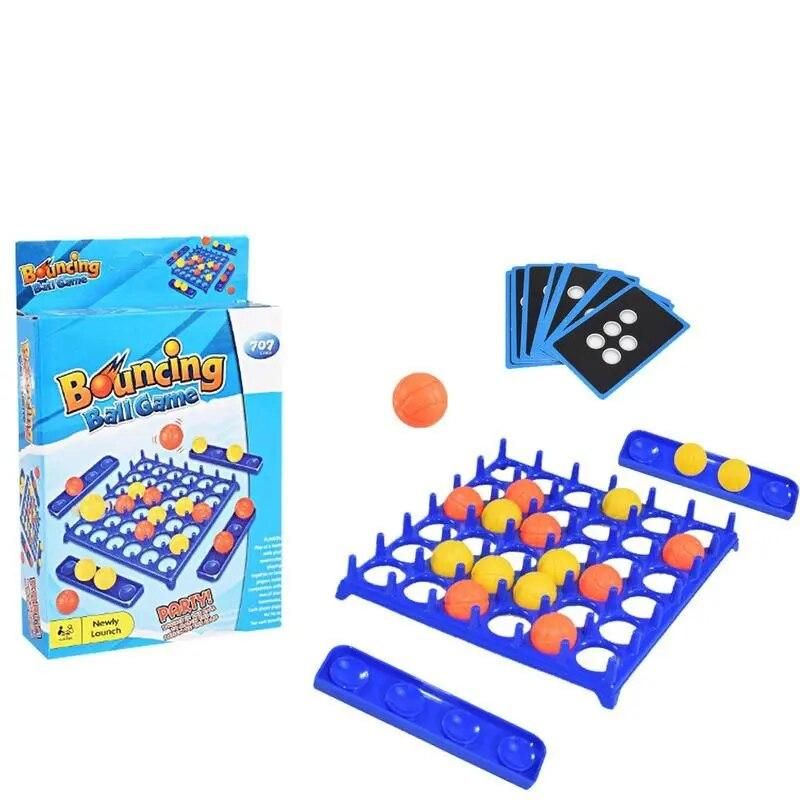 Jumping Ball Table Game Family Party Board Games Set Family Bouncing Balls Toy With 16 Balls 9 Challenge Cards And Game Grid For