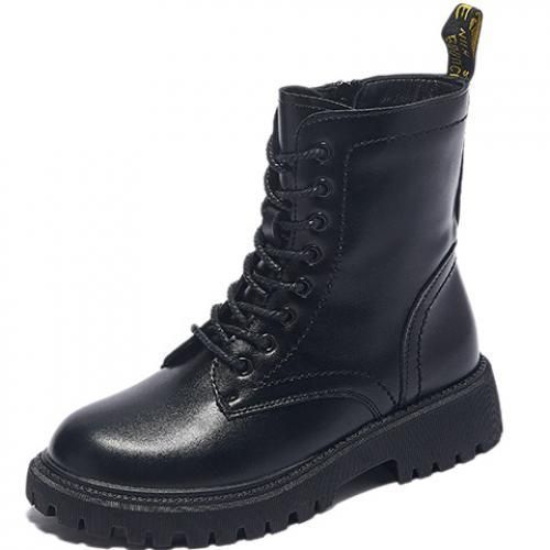 Straight Boots Chunky Heeled Lace Up Model Women's Short Boots