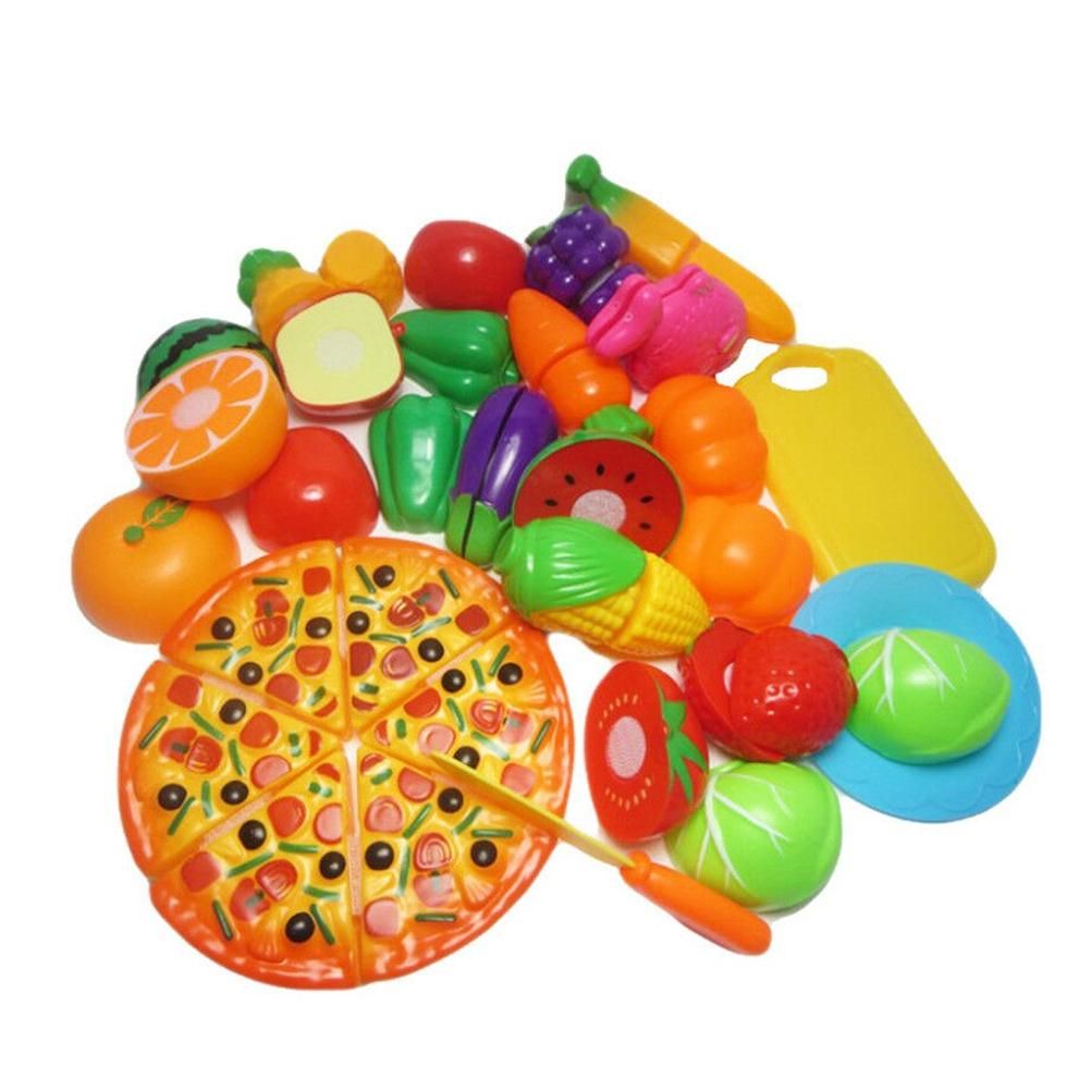 24Pcs Kitchen Cutting Toys Pretend Play Vegetables Food Set for Kids Toddler