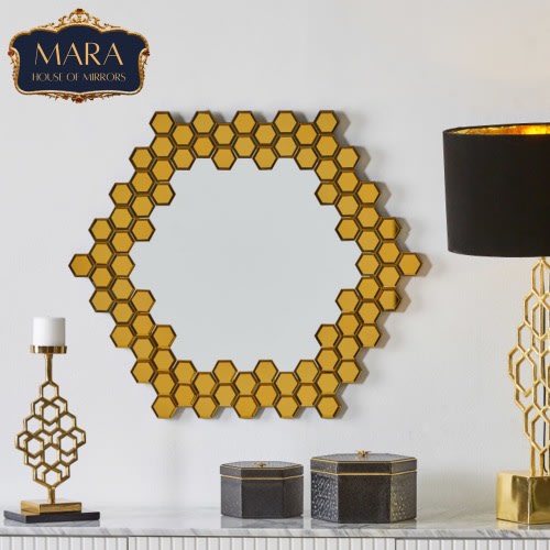 Mirror - Gold Honeycomb Design