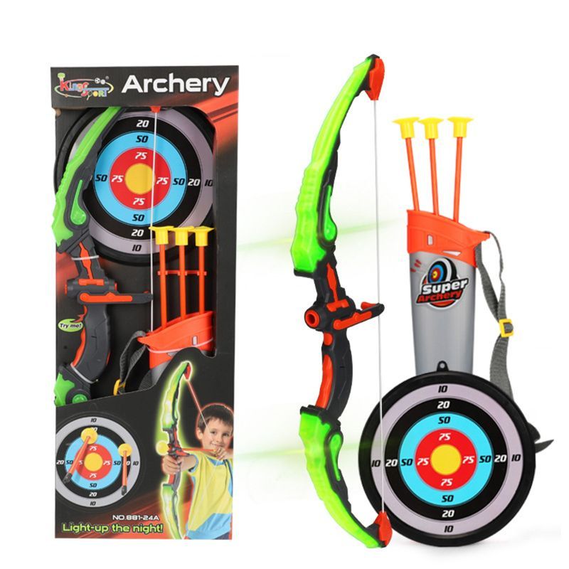 Light Up Archery Bow And Arrow Toy Set For Boys Girls With 3 Suction Cup Arrows Wonderful Creative Gifts Presents