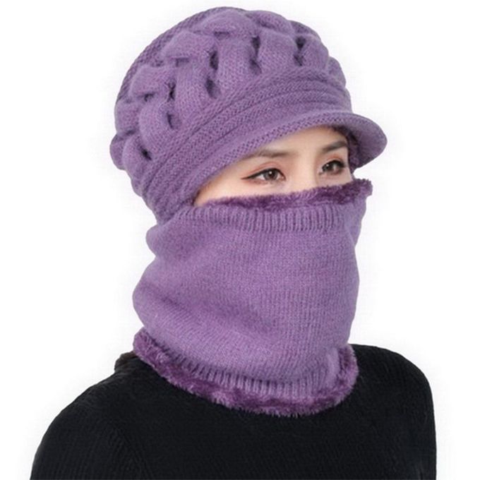 Cold Cap Wind-proof High Elastic Knitted Fabric Women-Purple