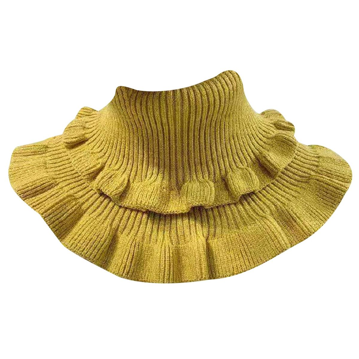 Autumn Winter Women Fake Collar Ruffles Turtleneck-Yellow