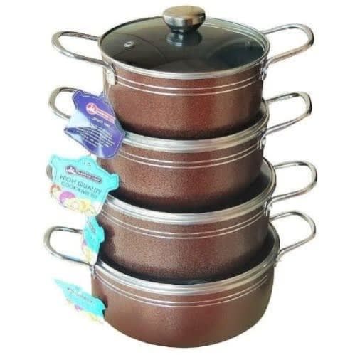 Non Stick Pot With  Glass  Cover 4 Set