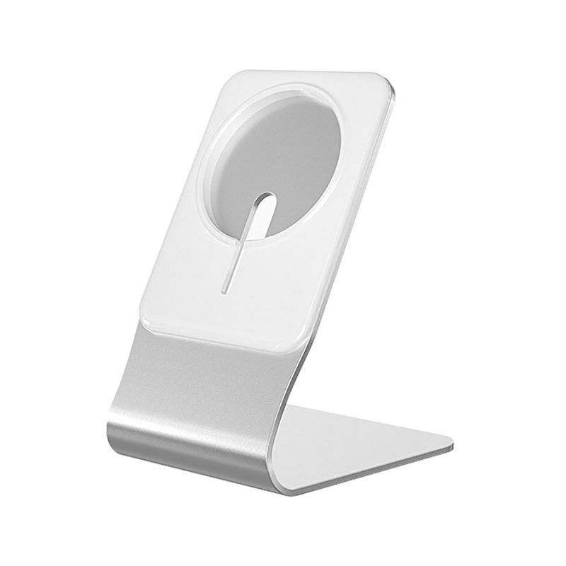 Magsafe floating charger bracket is suitable for Apple 12 aluminum alloy magnetic suction wireless charging base i12 bracket Silver
