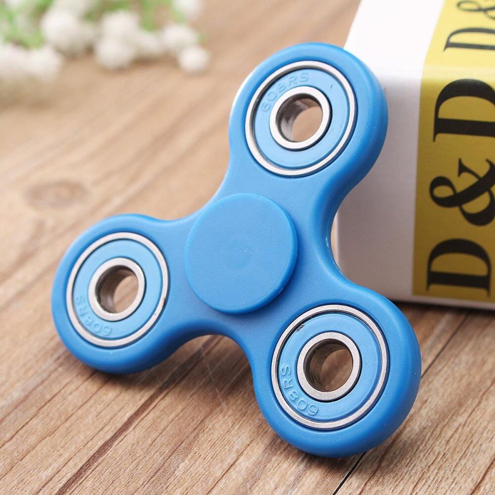 Hand Spinner Tri Fidget Ceramic Ball Desk Toy EDC Stocking Stuffer Kids Adult Blue Blue