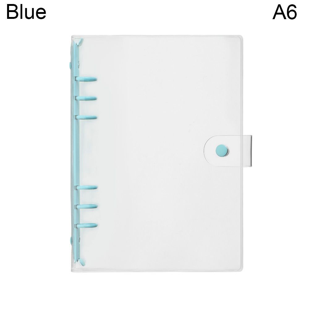 PVC Loose-Leaf Notebook Cover Folder Transparent Folder Notebook Binder File Storage Student Diary Planner Loose-Leaf Clip Blue-A6