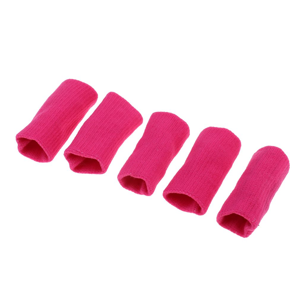 5Pcs Sport Stretchy Finger Protector Sleeves Support For Rose Red
