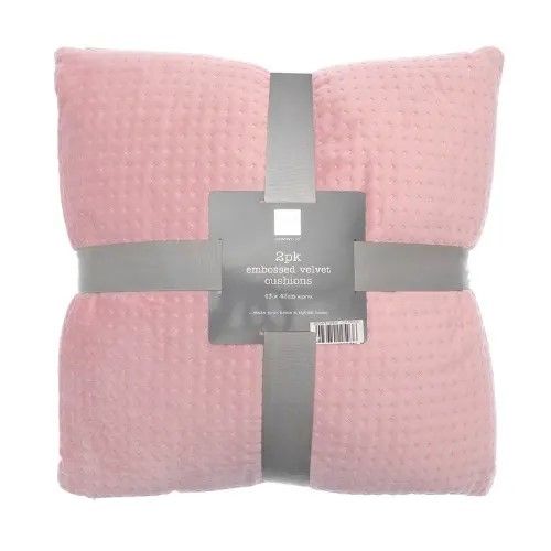 2 Pack Embossed Velvet Cushions - Pink