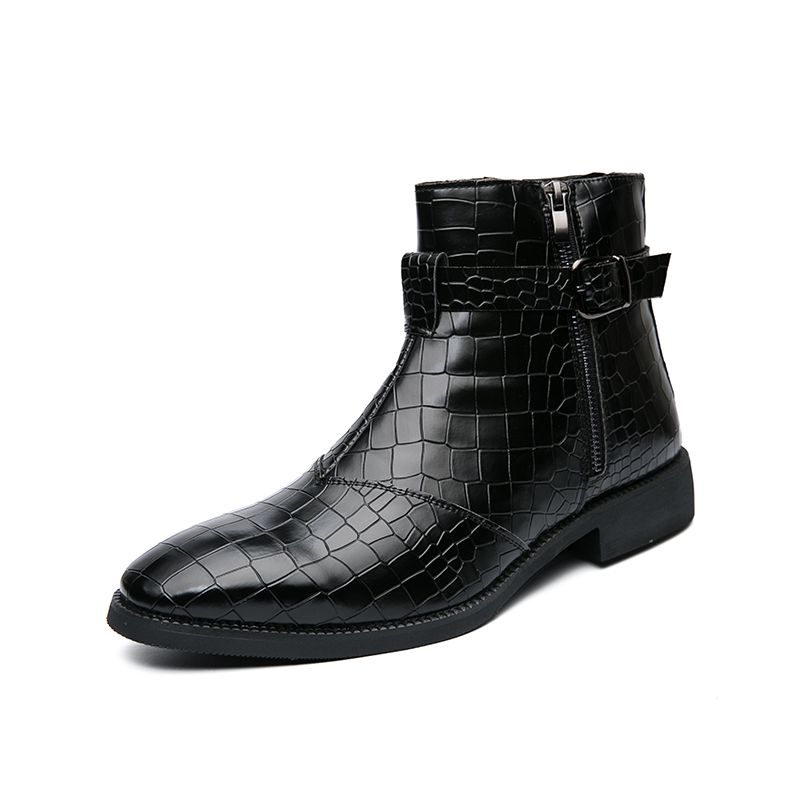 Men Fashion Chelsea Boots Slip-on Moccasins Size 38-48 Black