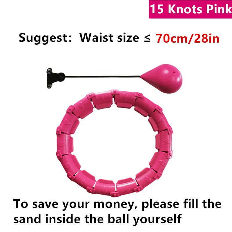 21 24 Sections Fitness Smart Sport Hoop Adjustable Thin Waist Exercise Gym Circle-15 Knots Pink