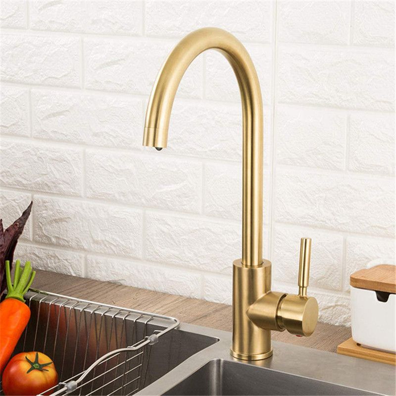 Kitchen Faucet Stainless Steel Wiredrawing Golden Color Hot