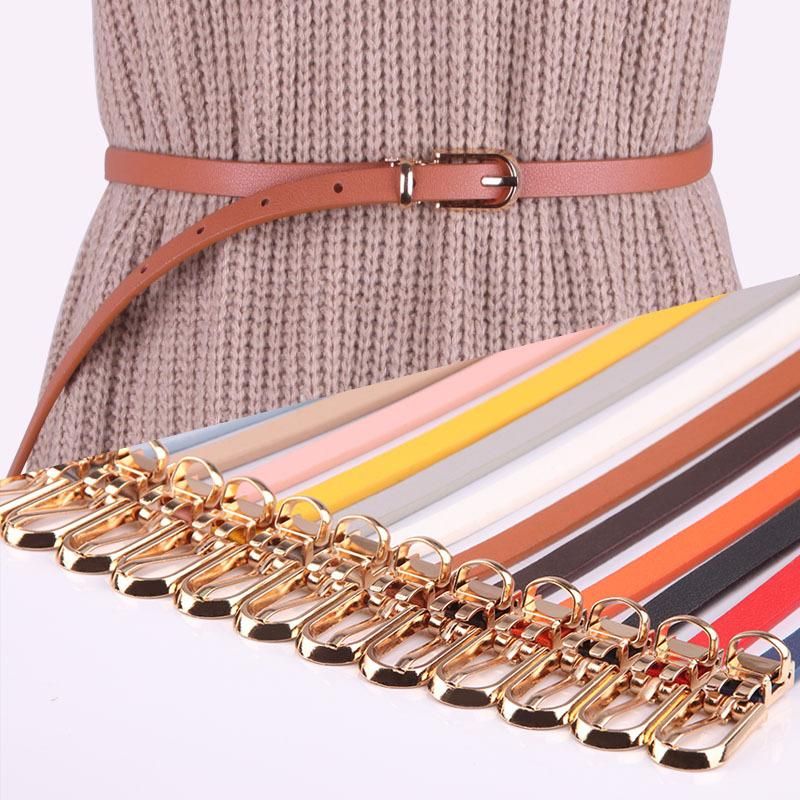 Women'S Fashion PU Skinny Belts Thin Belt