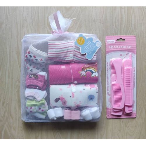 Child Of Mine Baby Sleepsuit, Socks Wash Cloth, And Comb Set