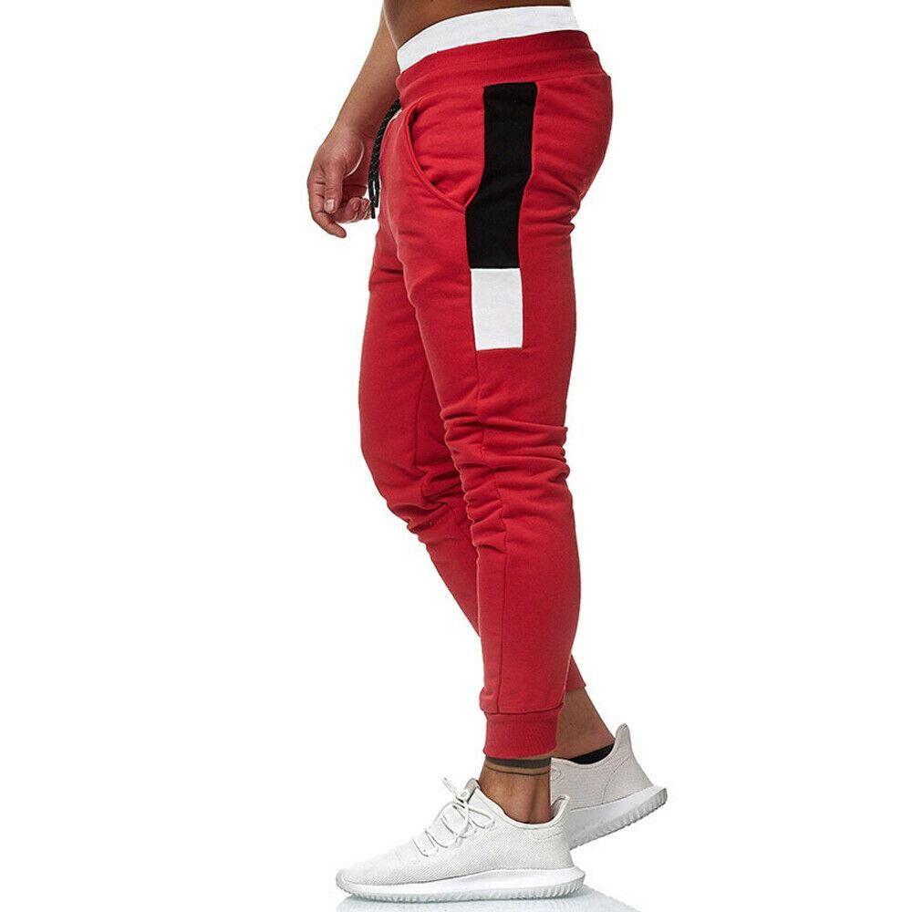 Men's Informal Long Sports Pants Fitness Fitness Fitness Gym ons Red Black and Gray